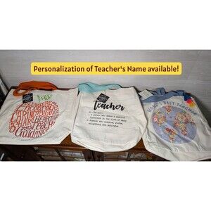NEW Personalized Teacher Appreciation Tote Bag Apple Custom School *PLEASE READ*